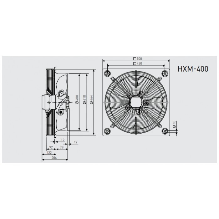 HXM 400 осевой вентилятор с монтажной пластиной