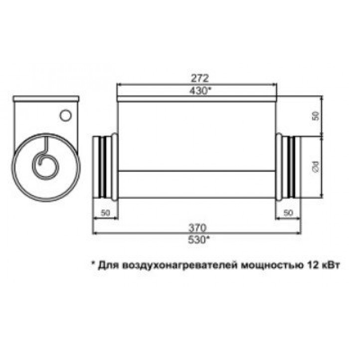 ЕОК-100-1,2-1Ф канальный электронагреватель для круглых воздуховодов  
